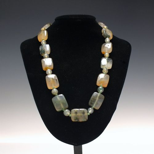 rare scottish moss agate necklace c1900 - CATEGORY: ANTIQUE JEWELLERY - DATED 1900