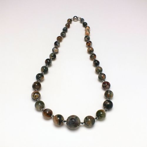 GRADUATED SCOTTISH MOSS AGATE NECKLACE C1920 - ADDITIONAL PHOTO 2