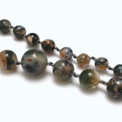 GRADUATED SCOTTISH MOSS AGATE NECKLACE C1920 - ADDITIONAL PHOTO 3