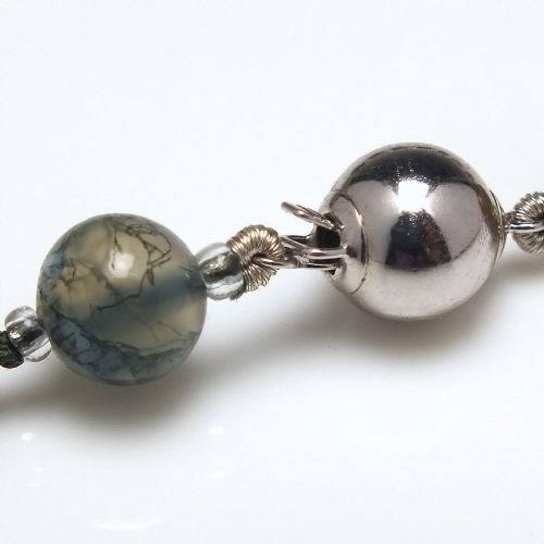 GRADUATED SCOTTISH MOSS AGATE NECKLACE C1920 - ADDITIONAL PHOTO 5