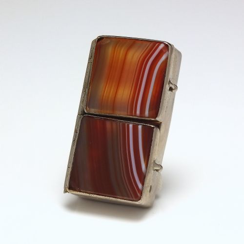 antique scottish banded agate double pill box c1880 - CATEGORY: ANTIQUE BOXES - DATED 1880