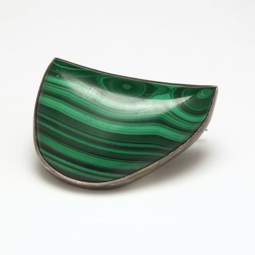 antique scottish malachite silver brooch c1911 - CATEGORY: ANTIQUE JEWELLERY - DATED 1910