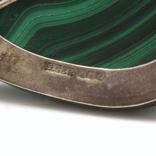 ANTIQUE SCOTTISH MALACHITE SILVER BROOCH C1911 - ADDITIONAL PHOTO 1