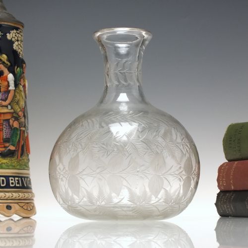 victorian engraved glass wine carafe c1870 - CATEGORY: ANTIQUE GLASS - DATED 1870