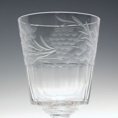 VICTORIAN ENGRAVED GLASS RUMMER C1880 - ADDITIONAL PHOTO 3