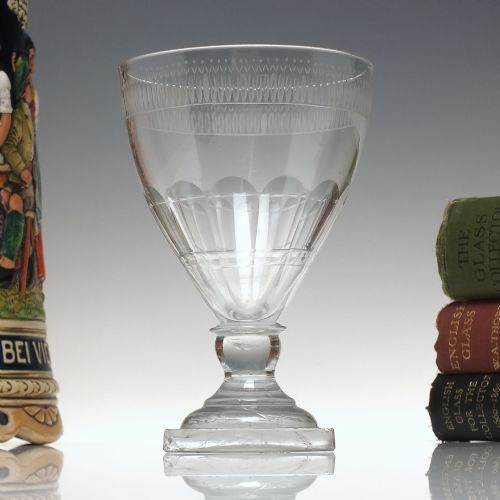 Georgian Square Base Engraved Glass Rummer C1800