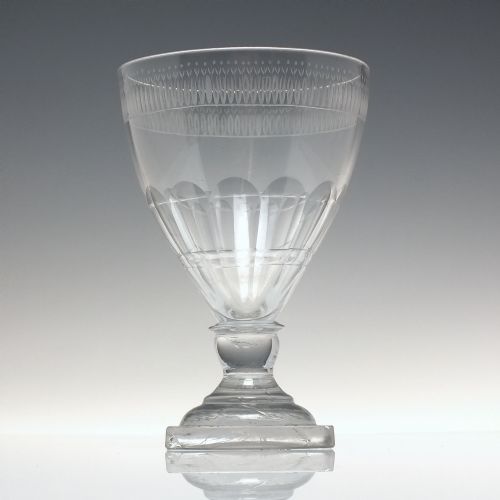 fig 1. Georgian Square Base Engraved Glass Rummer c1800