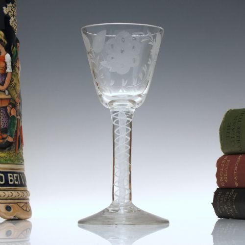 georgian jacobite sympathy opaque twist wine glass c1760 - CATEGORY: ANTIQUE GLASS - DATED 1750