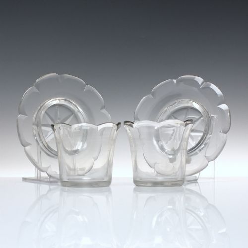 pair victorian cut finger bowls with stands c1850 - CATEGORY: ANTIQUE GLASS - DATED 1850