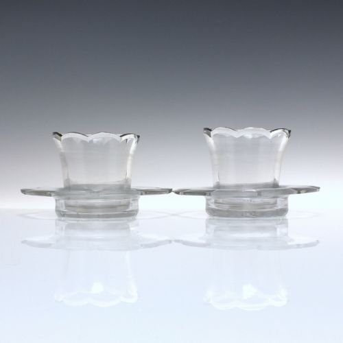 PAIR VICTORIAN CUT FINGER BOWLS WITH STANDS C1850 - ADDITIONAL PHOTO 1
