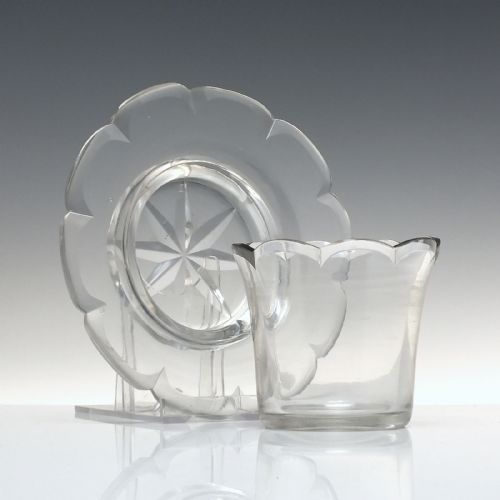 PAIR VICTORIAN CUT FINGER BOWLS WITH STANDS C1850 - ADDITIONAL PHOTO 2
