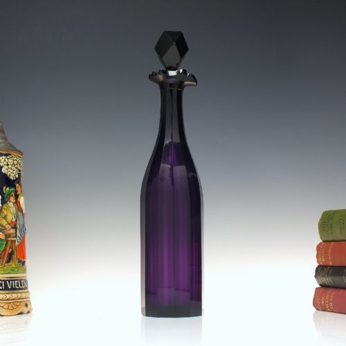 superb antique amethyst glass decanter c1850 - CATEGORY: ANTIQUE GLASS - DATED 1850