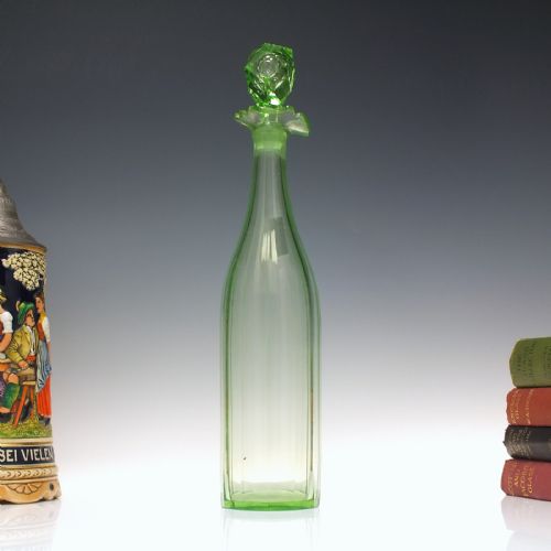 victorian antique vaseline glass decanter c1850 - CATEGORY: ANTIQUE GLASS - DATED 1850