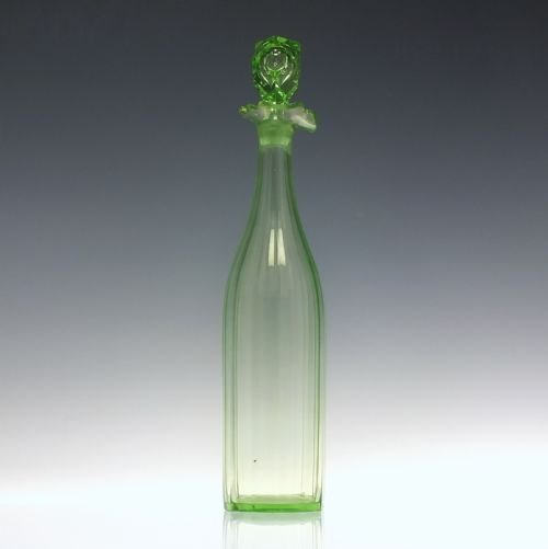 VICTORIAN ANTIQUE VASELINE GLASS DECANTER C1850 - ADDITIONAL PHOTO 1