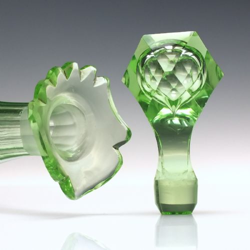 VICTORIAN ANTIQUE VASELINE GLASS DECANTER C1850 - ADDITIONAL PHOTO 3