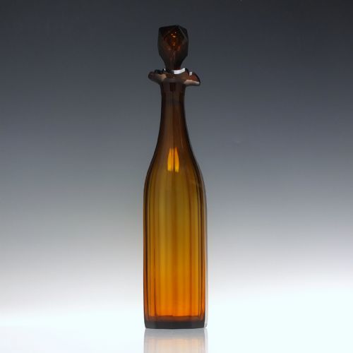 19TH CENTURY ANTIQUE AMBER GLASS DECANTER C1850 - ADDITIONAL PHOTO 1
