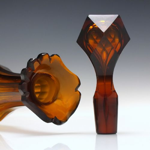 19TH CENTURY ANTIQUE AMBER GLASS DECANTER C1850 - ADDITIONAL PHOTO 3