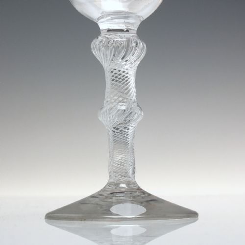 RARE GEORGIAN ENGRAVED AIR TWIST WINE GLASS C1750 - ADDITIONAL PHOTO 2