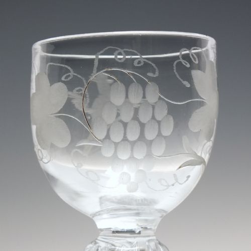 RARE GEORGIAN ENGRAVED AIR TWIST WINE GLASS C1750 - ADDITIONAL PHOTO 3