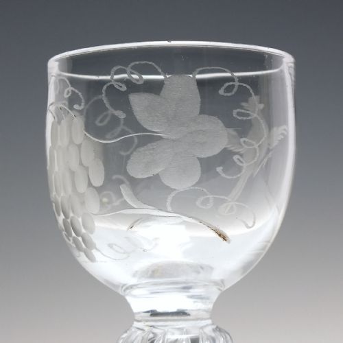 RARE GEORGIAN ENGRAVED AIR TWIST WINE GLASS C1750 - ADDITIONAL PHOTO 4