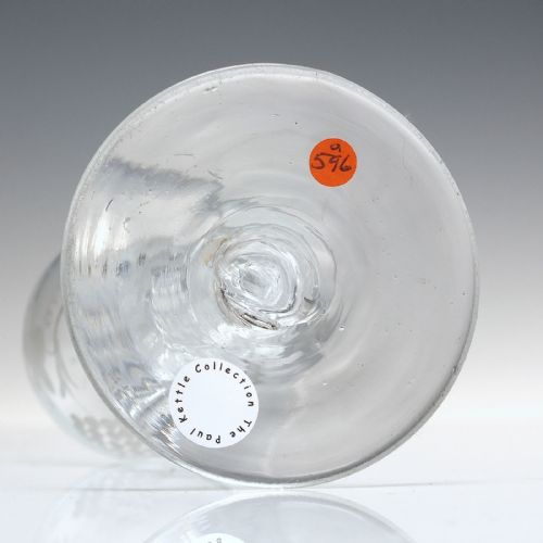 RARE GEORGIAN ENGRAVED AIR TWIST WINE GLASS C1750 - ADDITIONAL PHOTO 7