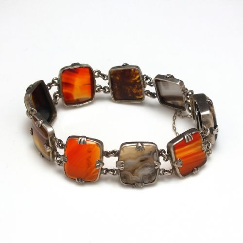 antique scottish silver agate bracelet c1920 - CATEGORY: ANTIQUE JEWELLERY - DATED 1920