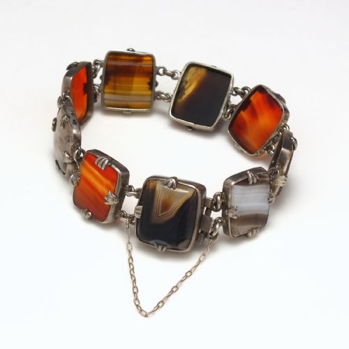 ANTIQUE SCOTTISH SILVER AGATE BRACELET C1920 - ADDITIONAL PHOTO 2