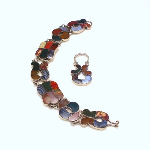 victorian antique scottish silver specimen agate bracelet c1860 - CATEGORY: ANTIQUE JEWELLERY - DATED 1860