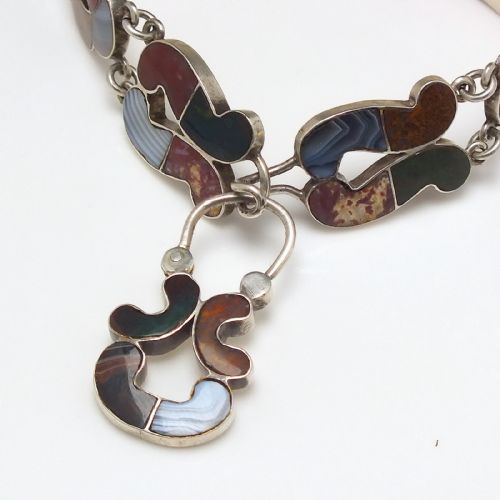 VICTORIAN ANTIQUE SCOTTISH SILVER SPECIMEN AGATE BRACELET C1860 - ADDITIONAL PHOTO 2