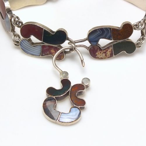 VICTORIAN ANTIQUE SCOTTISH SILVER SPECIMEN AGATE BRACELET C1860 - ADDITIONAL PHOTO 3