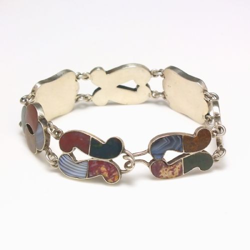 VICTORIAN ANTIQUE SCOTTISH SILVER SPECIMEN AGATE BRACELET C1860 - ADDITIONAL PHOTO 4