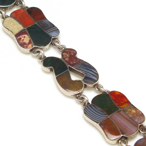VICTORIAN ANTIQUE SCOTTISH SILVER SPECIMEN AGATE BRACELET C1860 - ADDITIONAL PHOTO 5