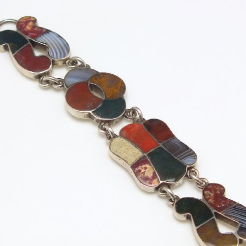 VICTORIAN ANTIQUE SCOTTISH SILVER SPECIMEN AGATE BRACELET C1860 - ADDITIONAL PHOTO 6