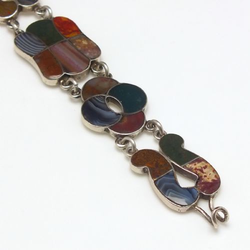 VICTORIAN ANTIQUE SCOTTISH SILVER SPECIMEN AGATE BRACELET C1860 - ADDITIONAL PHOTO 7