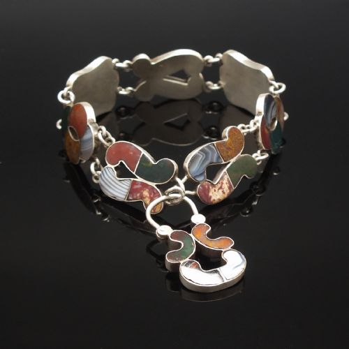 victorian antique scottish silver specimen agate bracelet c1860 - CATEGORY: ANTIQUE JEWELLERY - DATED 1860