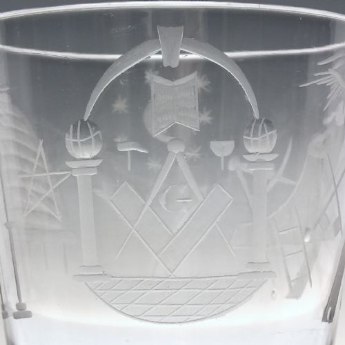 MASONIC ENGRAVED 19TH CENTURY TUMBLER C1870 - ADDITIONAL PHOTO 1