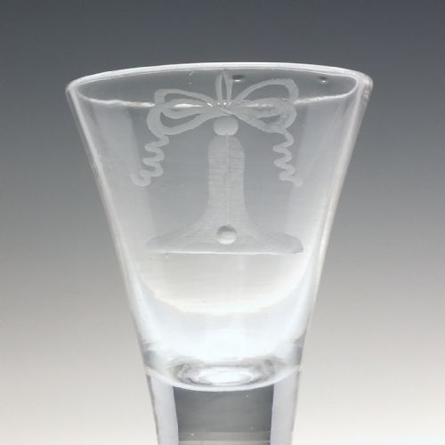 18TH CENTURY MASONIC PLUMB LINE ENGRAVED FIRING GLASS C1760 - ADDITIONAL PHOTO 2