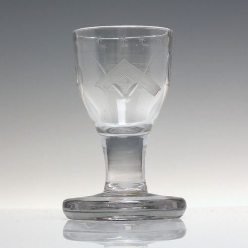 18TH CENTURY MASONIC ENGRAVED FIRING GLASS C1760 - ADDITIONAL PHOTO 1