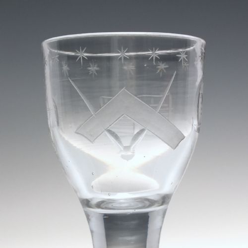 18TH CENTURY MASONIC ENGRAVED FIRING GLASS C1760 - ADDITIONAL PHOTO 2