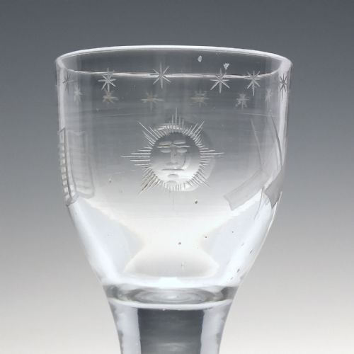 18TH CENTURY MASONIC ENGRAVED FIRING GLASS C1760 - ADDITIONAL PHOTO 3