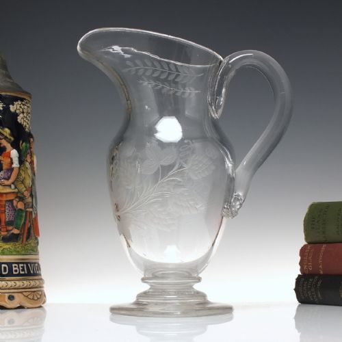 18th century engraved glass ale jug c1780 - CATEGORY: ANTIQUE GLASS - DATED 1750