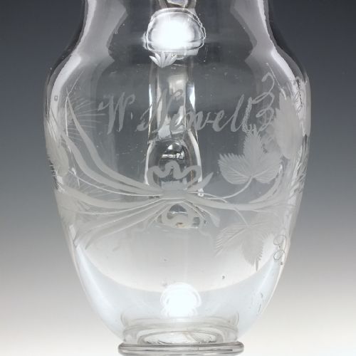 18TH CENTURY ENGRAVED GLASS ALE JUG C1780 - ADDITIONAL PHOTO 2