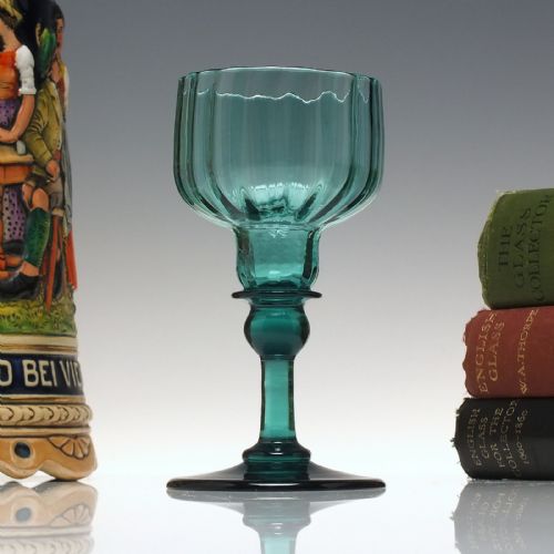rare antique richardson peacock blue wine glass c1840 - CATEGORY: ANTIQUE GLASS - DATED 1850