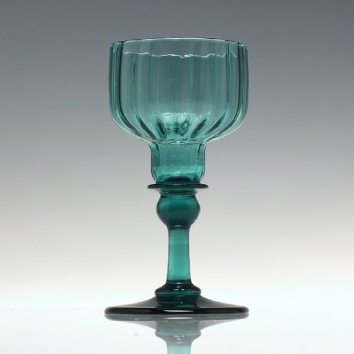 RARE ANTIQUE RICHARDSON PEACOCK BLUE WINE GLASS C1840 - ADDITIONAL PHOTO 1