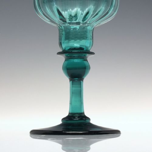 RARE ANTIQUE RICHARDSON PEACOCK BLUE WINE GLASS C1840 - ADDITIONAL PHOTO 2