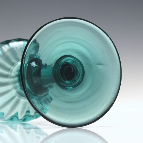 RARE ANTIQUE RICHARDSON PEACOCK BLUE WINE GLASS C1840 - ADDITIONAL PHOTO 4