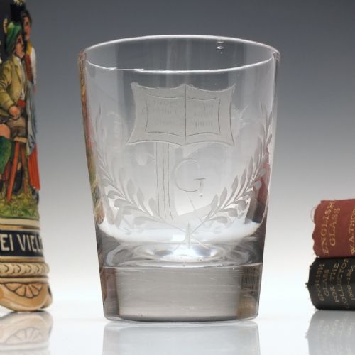 masonic engraved 19th century glass tumbler c1850 - CATEGORY: ANTIQUE GLASS - DATED 1850