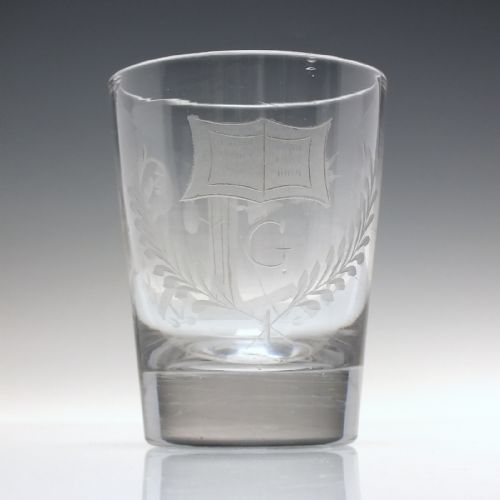 MASONIC ENGRAVED 19TH CENTURY GLASS TUMBLER C1850 - ADDITIONAL PHOTO 1