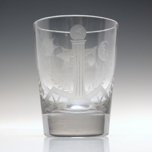 MASONIC ENGRAVED 19TH CENTURY GLASS TUMBLER C1850 - ADDITIONAL PHOTO 2