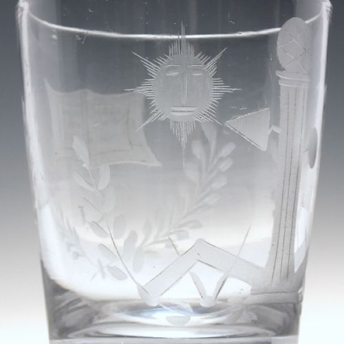 MASONIC ENGRAVED 19TH CENTURY GLASS TUMBLER C1850 - ADDITIONAL PHOTO 3